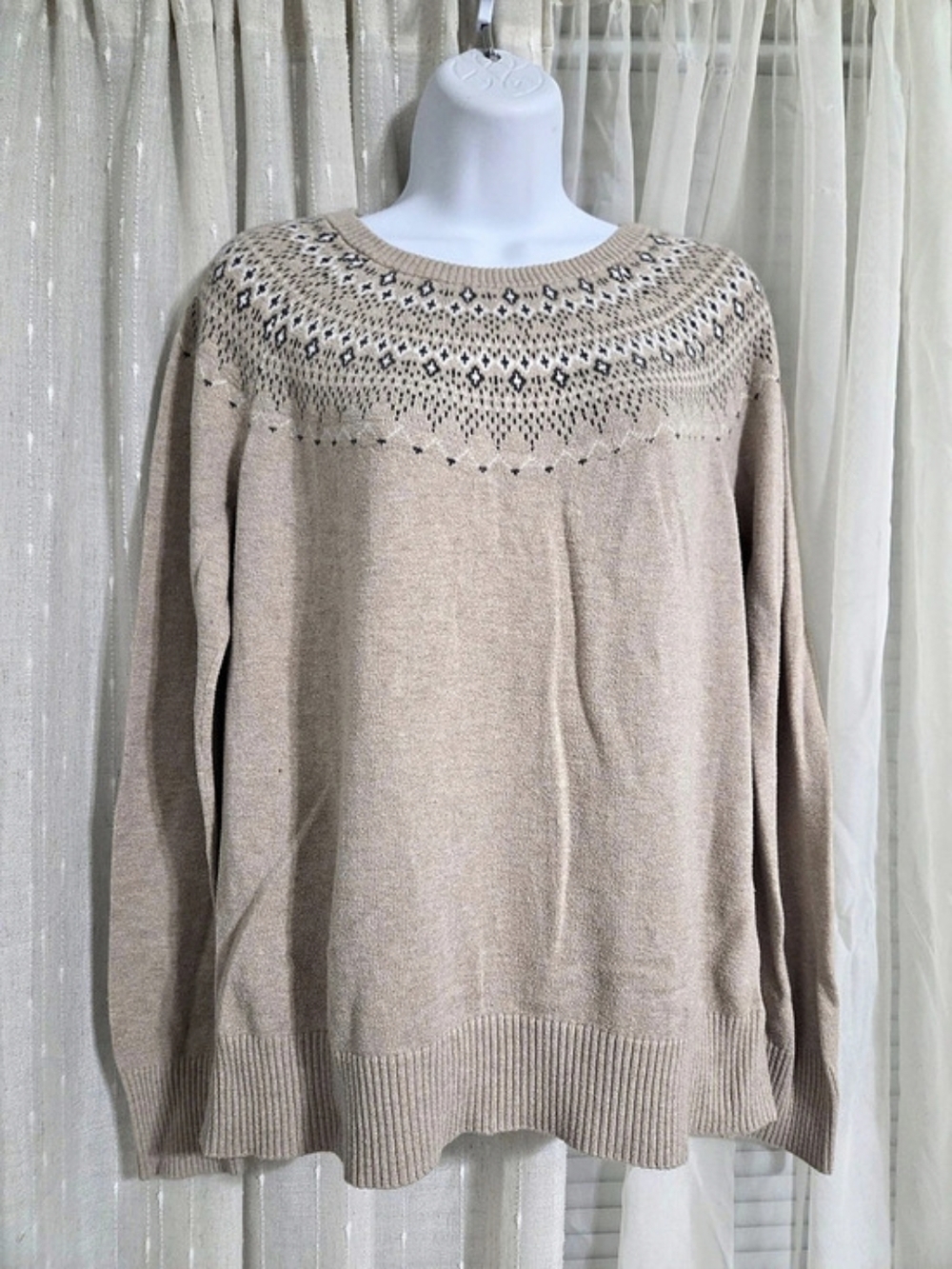 Merona Geometric Yoke Sweater in Beige XXL Like New